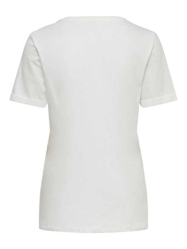 ONLY ONLKITA LIFE Short Sleeve Organic Cotton Top – Stylish with Glitter Detail