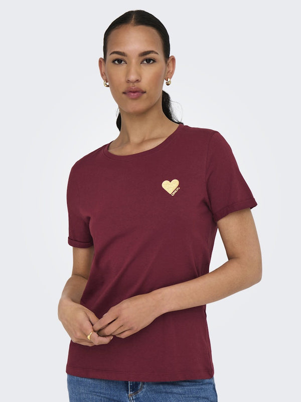 ONLY ONLKITA LIFE Short Sleeve Organic Cotton Top – Stylish with Glitter Detail