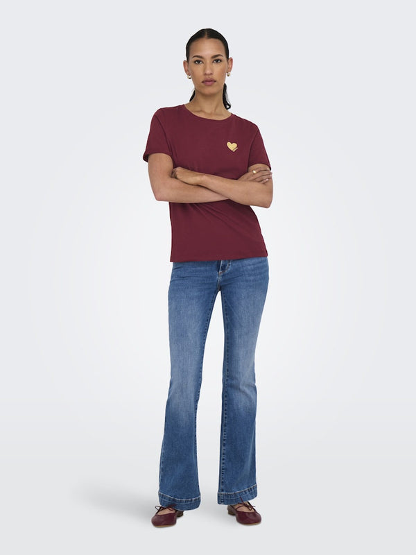 ONLY ONLKITA LIFE Short Sleeve Organic Cotton Top – Stylish with Glitter Detail