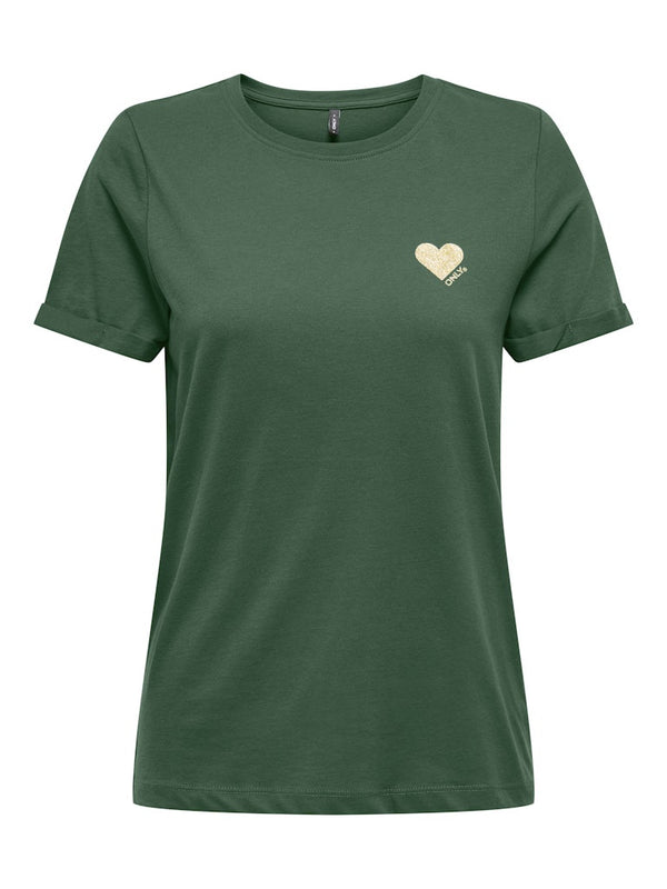 ONLY ONLKITA LIFE Short Sleeve Organic Cotton Top – Stylish with Glitter Detail