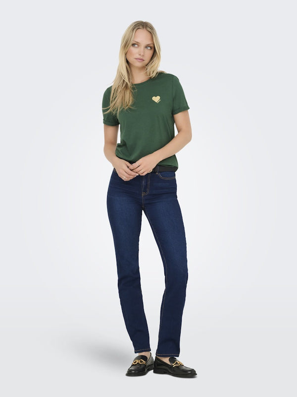 ONLY ONLKITA LIFE Short Sleeve Organic Cotton Top – Stylish with Glitter Detail