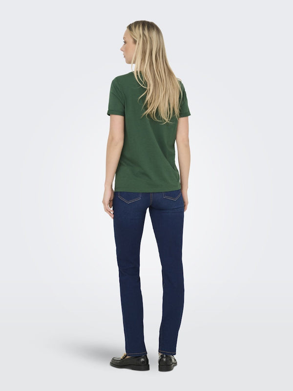 ONLY ONLKITA LIFE Short Sleeve Organic Cotton Top – Stylish with Glitter Detail