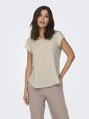 ONLY ONLVIC Women's Short Sleeve Solid Top | Recycled Fabric Zip-Back Blouse