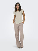 ONLY ONLVIC Women's Short Sleeve Solid Top | Recycled Fabric Zip-Back Blouse