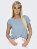 ONLY ONLVIC Women's Short Sleeve Solid Top | Recycled Fabric Zip-Back Blouse