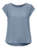 ONLY ONLVIC Women's Short Sleeve Solid Top | Recycled Fabric Zip-Back Blouse