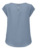 ONLY ONLVIC Women's Short Sleeve Solid Top | Recycled Fabric Zip-Back Blouse