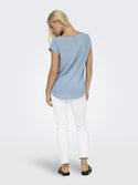 ONLY ONLVIC Women's Short Sleeve Solid Top | Recycled Fabric Zip-Back Blouse
