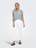 ONLY ONLVIC Women's Short Sleeve Solid Top | Recycled Fabric Zip-Back Blouse