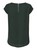 ONLY ONLVIC Women's Short Sleeve Solid Top | Recycled Fabric Zip-Back Blouse
