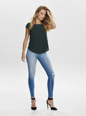ONLY ONLVIC Women's Short Sleeve Solid Top | Recycled Fabric Zip-Back Blouse
