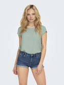 ONLY ONLVIC Women's Short Sleeve Solid Top | Recycled Fabric Zip-Back Blouse