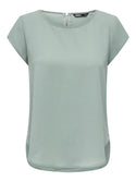 ONLY ONLVIC Women's Short Sleeve Solid Top | Recycled Fabric Zip-Back Blouse