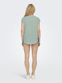 ONLY ONLVIC Women's Short Sleeve Solid Top | Recycled Fabric Zip-Back Blouse