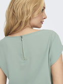 ONLY ONLVIC Women's Short Sleeve Solid Top | Recycled Fabric Zip-Back Blouse