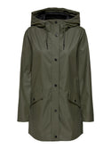 ONLY ONLELISA Women's Water Repellent Hooded Raincoat in Kalamata | Recycled Polyester - Borderland Muff