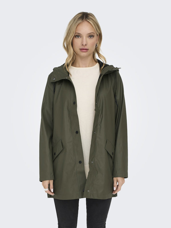 ONLY ONLELISA Women's Water Repellent Hooded Raincoat in Kalamata | Recycled Polyester - Borderland Muff
