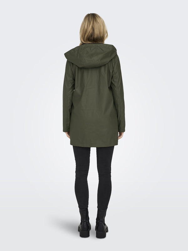 ONLY ONLELISA Women's Water Repellent Hooded Raincoat in Kalamata | Recycled Polyester - Borderland Muff
