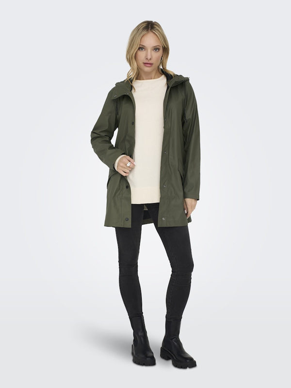 ONLY ONLELISA Women's Water Repellent Hooded Raincoat in Kalamata | Recycled Polyester - Borderland Muff