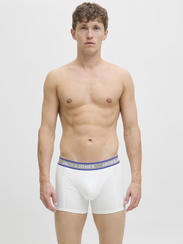 Jack & Jones JACHUDSON Men's Organic Cotton Trunks 3-Pack – Black, Blue & White - Borderland Muff
