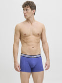 Jack & Jones JACHUDSON Men's Organic Cotton Trunks 3-Pack – Black, Blue & White - Borderland Muff