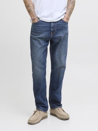 Jack & Jones JJICHRIS JJCLASSIC 440 Men's Relaxed Fit Jeans – Blue Denim | Organic Cotton - Borderland Muff