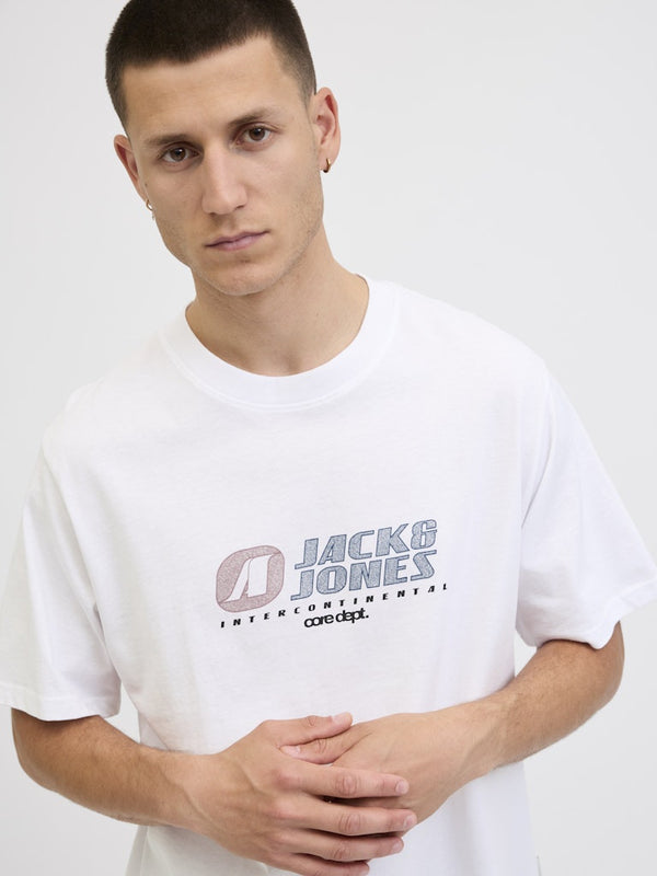 Jack & Jones JCOTIER Men's Front Print T-Shirt | Relaxed Fit Cotton Tee - Borderland Muff