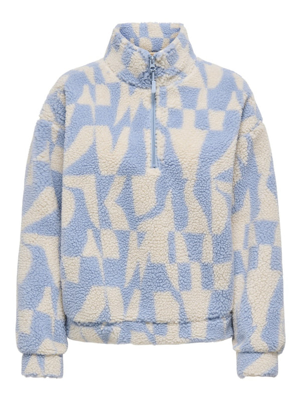 ONLY ONLNEW JANNE Women's Half-Zip Fleece Sweatshirt – Kentucky Blue | Loose Fit