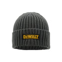 DeWalt Indianapolis Knitted Beanie Hat – black winter workwear hat with stretch ribbed hem and woven logo badge
