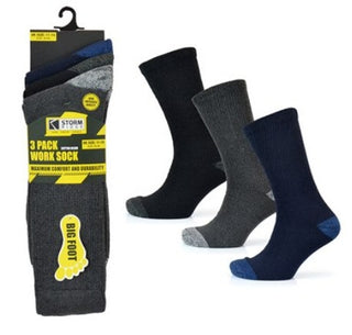 Men’s 3-Pack Big Foot Crew Socks SK631 – Cushioned Work Crew
