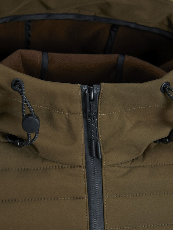 Jack & Jones JCOTOBY Air Hybrid Jacket LN – Desert Palm | Outdoor Hooded Jacket - Borderland Muff