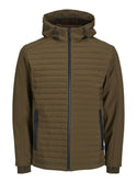 Jack & Jones JCOTOBY Air Hybrid Jacket LN – Desert Palm | Outdoor Hooded Jacket - Borderland Muff