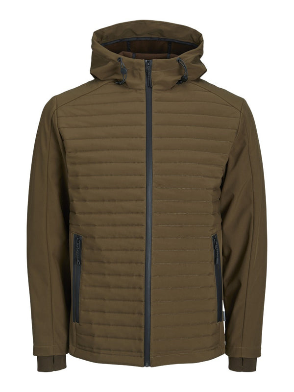 Jack & Jones JCOTOBY Air Hybrid Jacket LN – Desert Palm | Outdoor Hooded Jacket - Borderland Muff