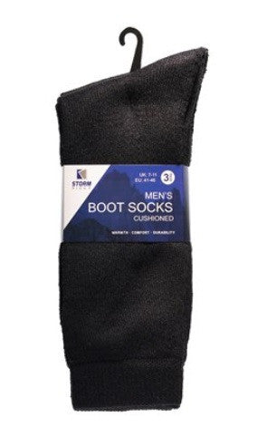 Storm Ridge Men’s Cushioned Boot Socks – 3 Pack (7-11) SK029 - Borderland Muff