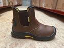 Boss Kids Slip-On Safety Work Boots - Brown Leather - Borderland Muff