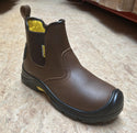 Boss Kids Slip-On Safety Work Boots - Brown Leather - Borderland Muff