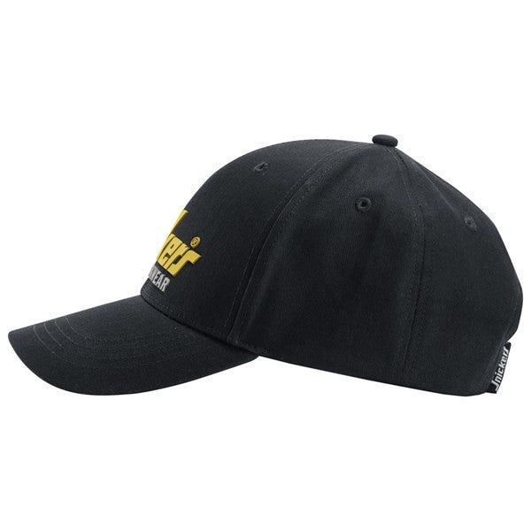 Snickers Workwear Logo Cap – Adjustable Cotton Baseball Hat | Black & Yellow