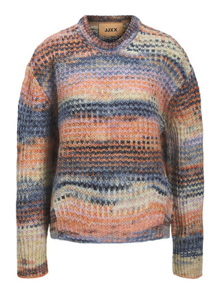 JXSIMONE Space Dye Crew Neck Knit – Maritime Blue Wide Fit Women’s Pullover - Borderland Muff
