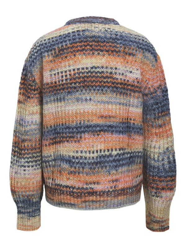 JXSIMONE Space Dye Crew Neck Knit – Maritime Blue Wide Fit Women’s Pullover - Borderland Muff