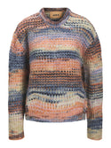 JXSIMONE Space Dye Crew Neck Knit – Maritime Blue Wide Fit Women’s Pullover - Borderland Muff