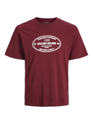Buy tibetan-red Jack &amp; Jones JORYORK Men’s Crew Neck T-Shirt – Regular Fit Cotton Tee