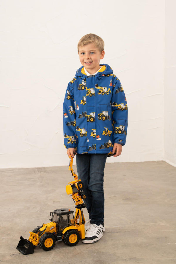 Kids Lighthouse Finlay Waterproof Jacket | JCB & Farming Print - Borderland Muff