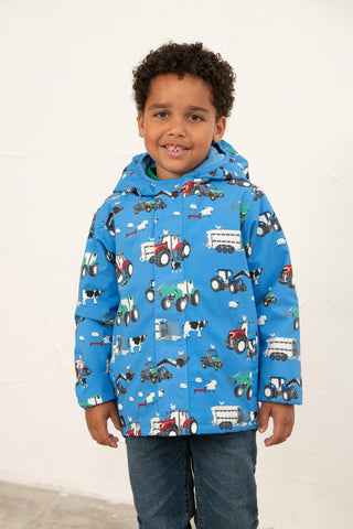 Kids Lighthouse Finlay Waterproof Jacket | JCB & Farming Print - Borderland Muff
