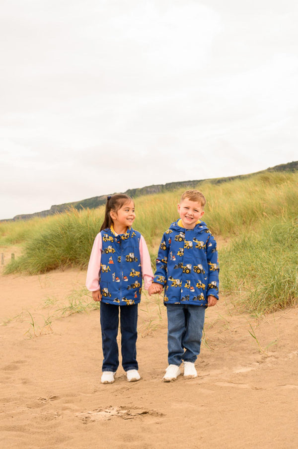 Kids Lighthouse Alex Waterproof Padded Bodywarmer | JCB Print - Borderland Muff