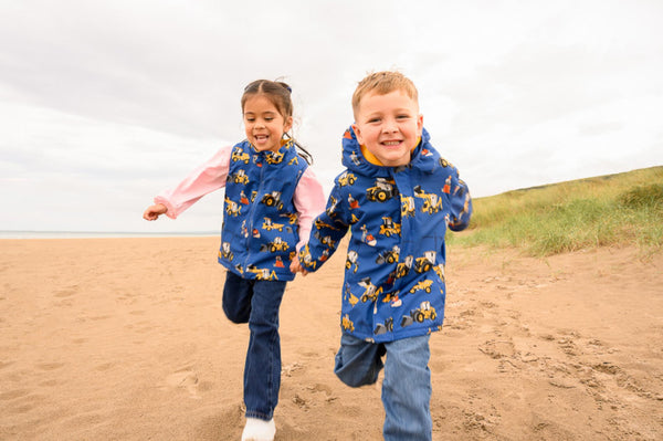 Kids Lighthouse Alex Waterproof Padded Bodywarmer | JCB Print - Borderland Muff