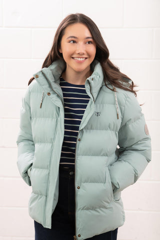 Ladies Lighthouse Margot Short Padded Jacket | Sage, Navy & Cream - Borderland Muff