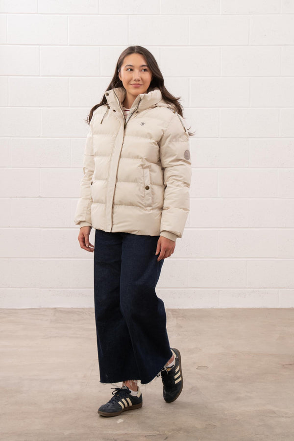 Ladies Lighthouse Margot Short Padded Jacket | Sage, Navy & Cream - Borderland Muff