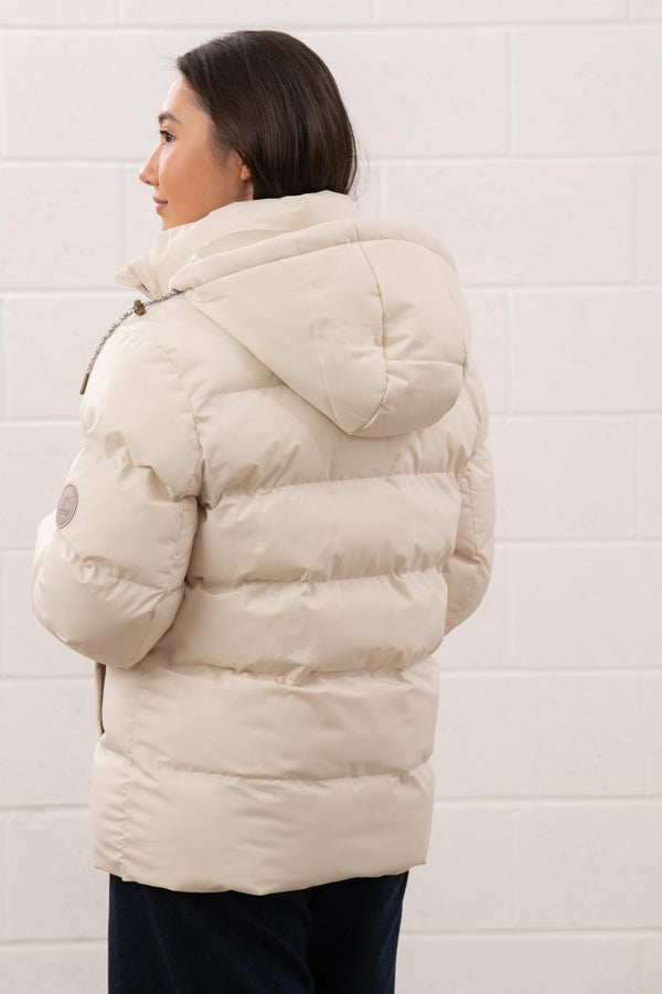 Ladies Lighthouse Margot Short Padded Jacket | Sage, Navy & Cream - Borderland Muff