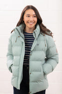 Ladies Lighthouse Margot Short Padded Jacket | Sage, Navy & Cream - Borderland Muff