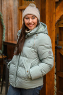 Ladies Lighthouse Margot Short Padded Jacket | Sage, Navy & Cream - Borderland Muff